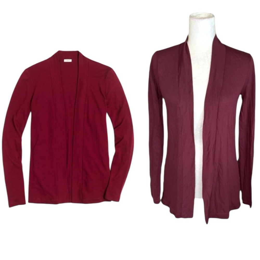 NWT J. Crew Always Open Front Maroon Lightweight Jersey Knit Cardigan - XS